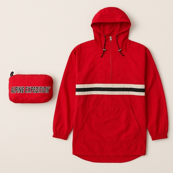 Vtg Alpine Expedition Packable Anorak Windbreaker Jacket M 40 Pullover 80s 90s - Picture 2 of 16